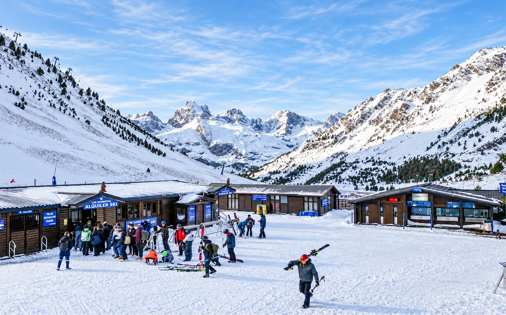 Estación de esquí entre montañas nevadas